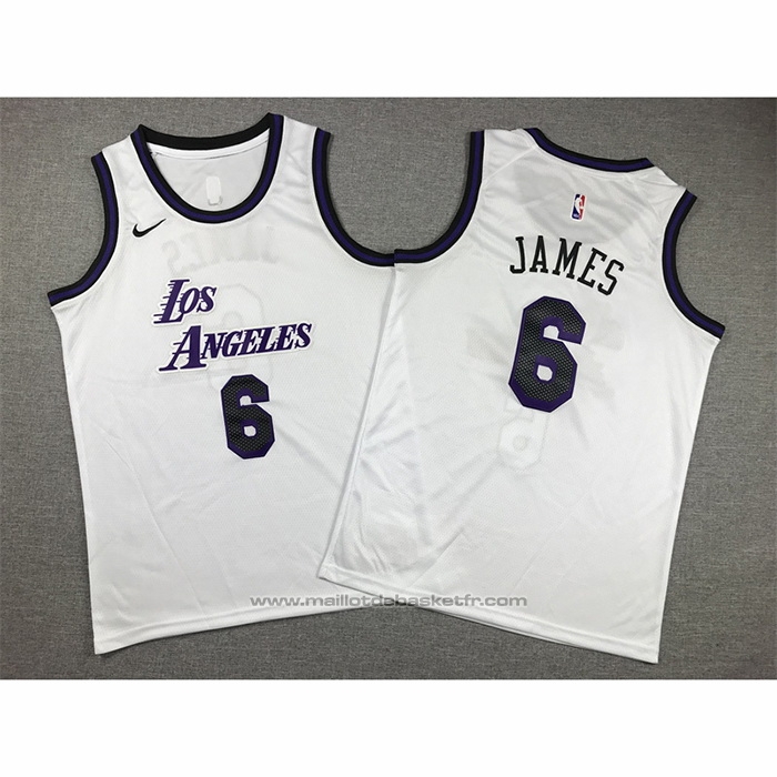 Maillot Enfant Los Angeles Lakers LeBron James #6 Ville 2022-23 Blanc